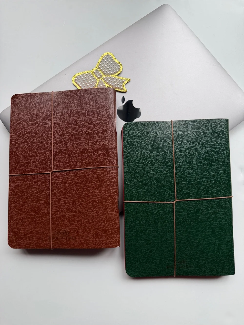 Bieffe Set of 6 Handmade Italian Notebooks - Dark Green & Red
